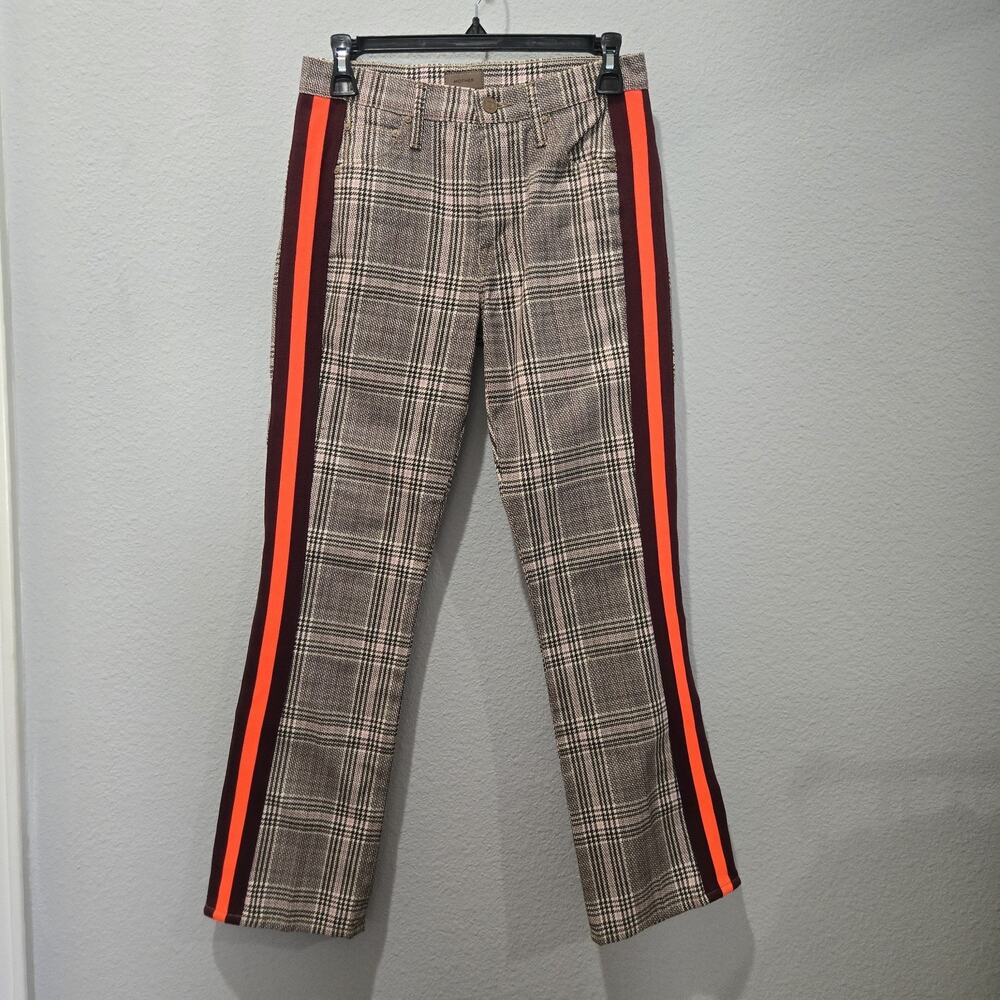 Mother Pants 25 Plum Pink Stripe Brown Plaid Insider Ankle